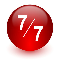 7 per 7 red computer icon on white background