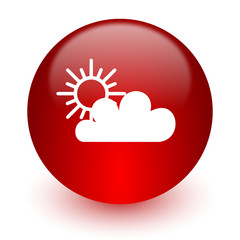 cloud red computer icon on white background
