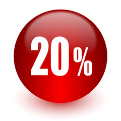 20 percent red computer icon on white background