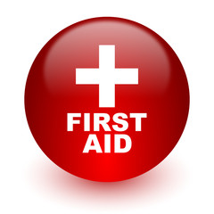 Obraz premium first aid red computer icon on white background