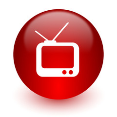 tv red computer icon on white background