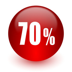 70 percent red computer icon on white background