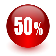 50 percent red computer icon on white background