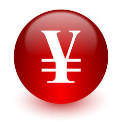 Obraz premium yen red computer icon on white background