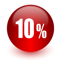 10 percent red computer icon on white background