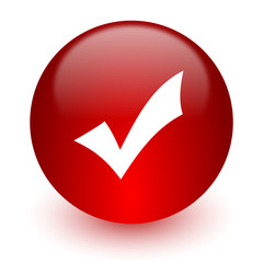accept red computer icon on white background