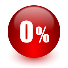 0 percent red computer icon on white background