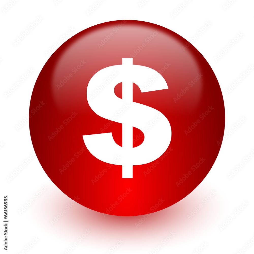 Poster dollar red computer icon on white background