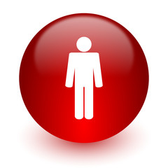 male red computer icon on white background