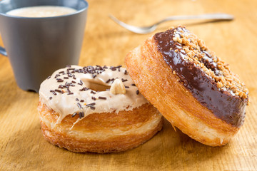 donut cronut on a wodden table