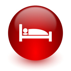 hotel red computer icon on white background