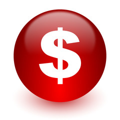 dollar red computer icon on white background