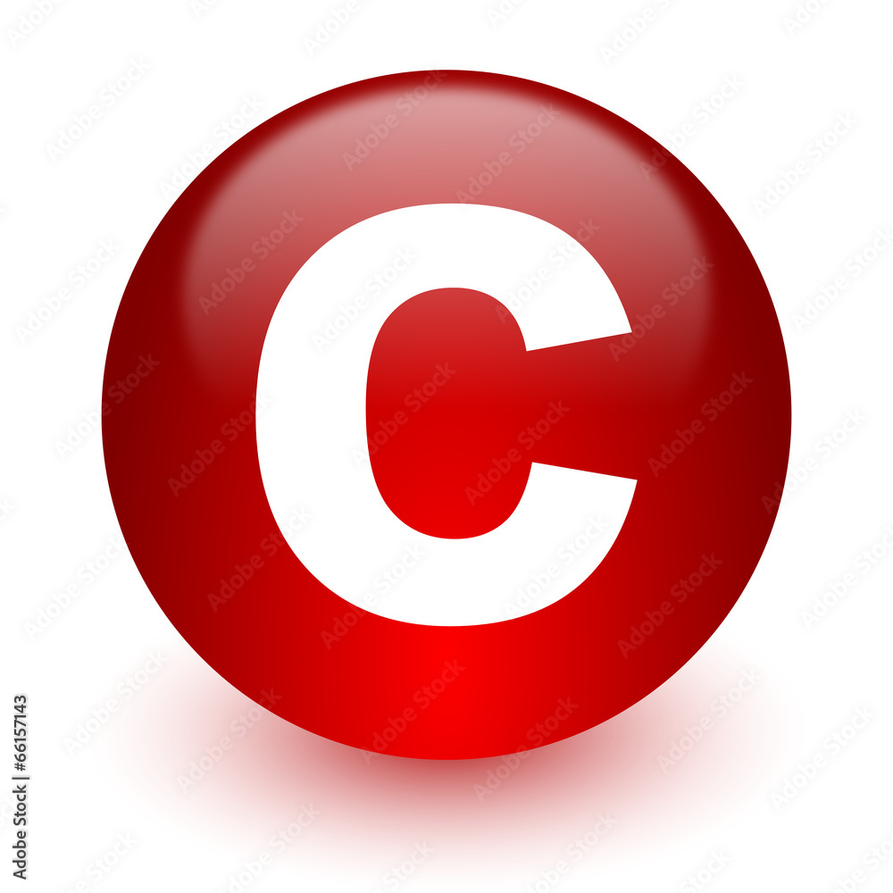 Poster copyright red computer icon on white background