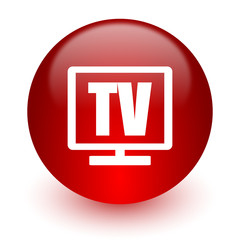 tv red computer icon on white background