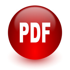 pdf red computer icon on white background