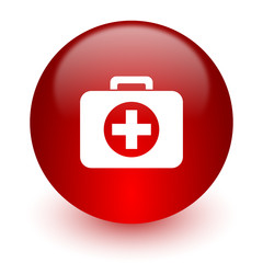 first aid red computer icon on white background