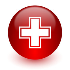 pharmacy red computer icon on white background