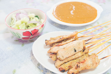 Traditional Thai style grilled pork , Moo Satay