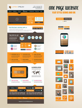 One page website flat UI design template