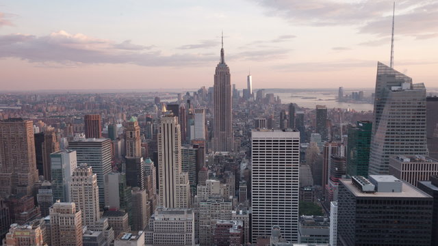 Aerial Sunset timelaspe of Manhattan skyline - New York - USA