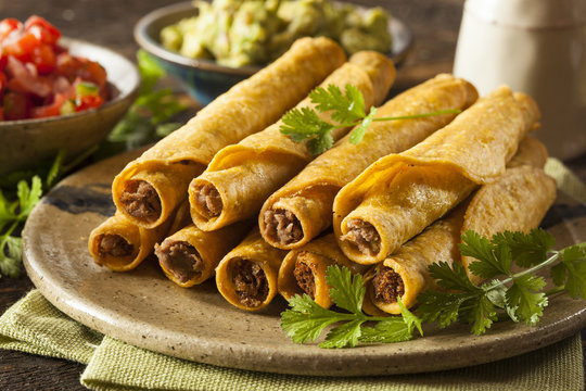 Fototapeta Homemade Mexican Beef Taquitos