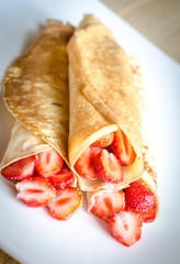Crepes with fresh strawberries
