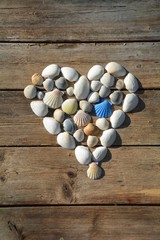 Herz aus Muscheln - Glückwunschkarte oder Sommer Grußkarte vom Meer