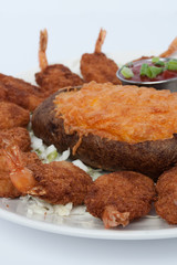 Shrimp with baked potato