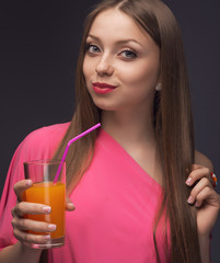 Girl drinking juice