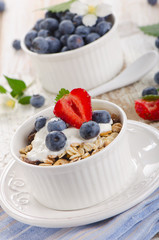 Muesli and yogurt with fresh berries