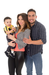 family hispanic on a white background