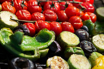 Grilled vegetables prepared outdoors