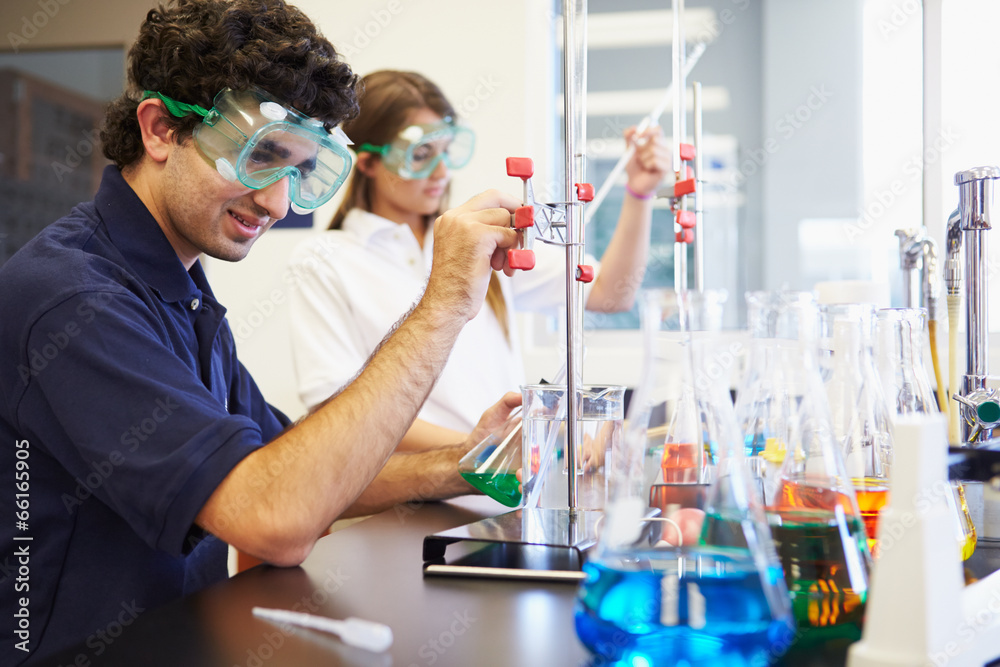 Wall mural Pupils Carrying Out Experiment In Science Class