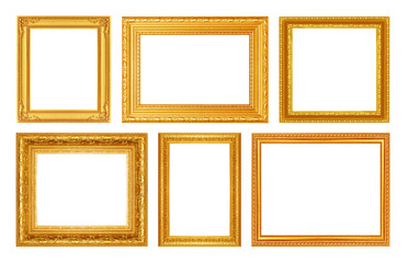 Set golden frame isolated on white background