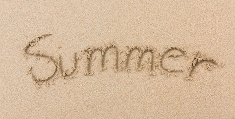 Word Summer Written in the Sand on a Beach