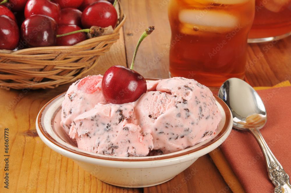 Wall mural Cherry chocolate chip ice cream