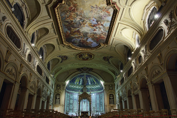 Fototapeta na wymiar baroque ceiling fresco in Santa Cecilia church, Rome, Italy