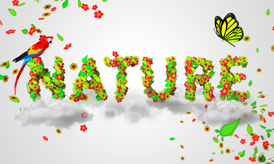 Nature leaves particles 3D