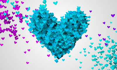 Blue Love Particles Heart Shape 3D