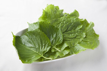 エゴマの葉とサンチュ