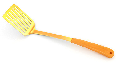 gold cutlery on white background