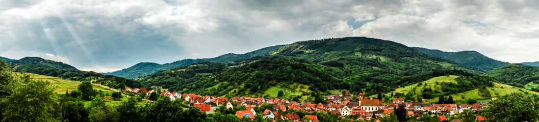 Naklejka na ściany i meble Panoramic view of Alsace mountains