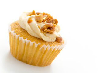 Nuts cupcake isolated on white background