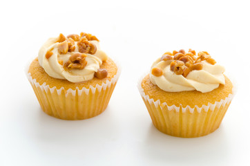 Nuts cupcake isolated on white background