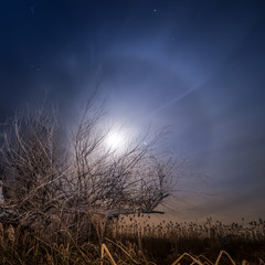 Full moon halo - night full moon landscape - 66174119