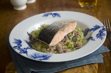 Grilled Salmon With Cabbage