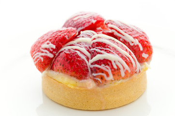 Strawberry tart isolated on white