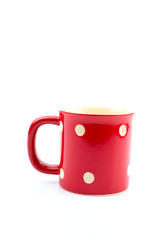 Red mug isolated white background
