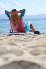 Woman relaxing on the beach