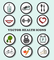 Vector colored icons on health for your design